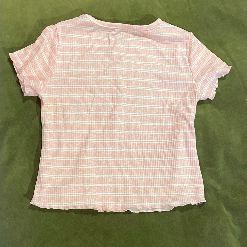Sleep On It Pink and White Striped Tee Size 7-8